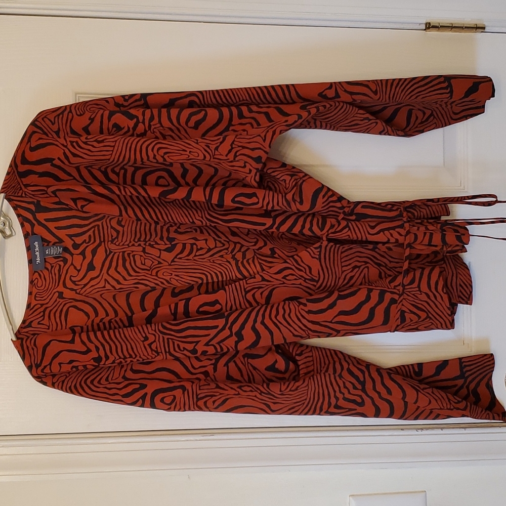 Orange animal print wrap top